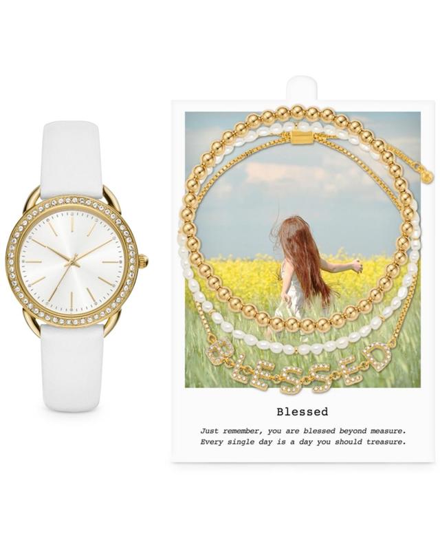 Jessica Carlyle Womens White Strap Watch 35mm Gift Set Product Image