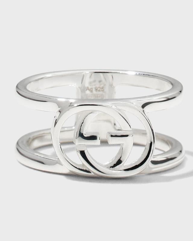 Womens Ring With Interlocking G Motif In Sterling Silver Product Image