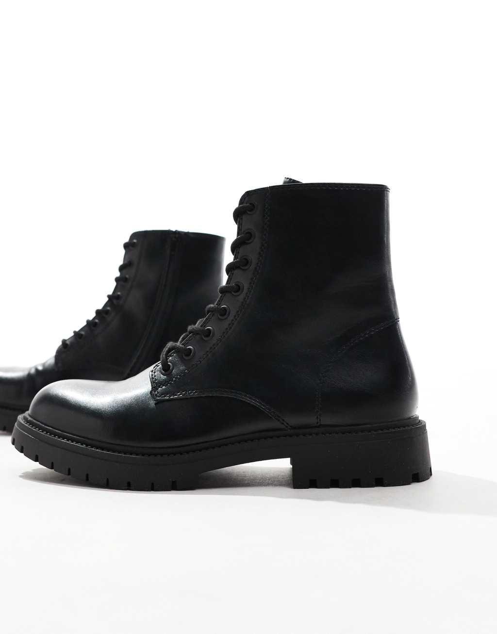 Pull&Bear lace up boot in black  Product Image