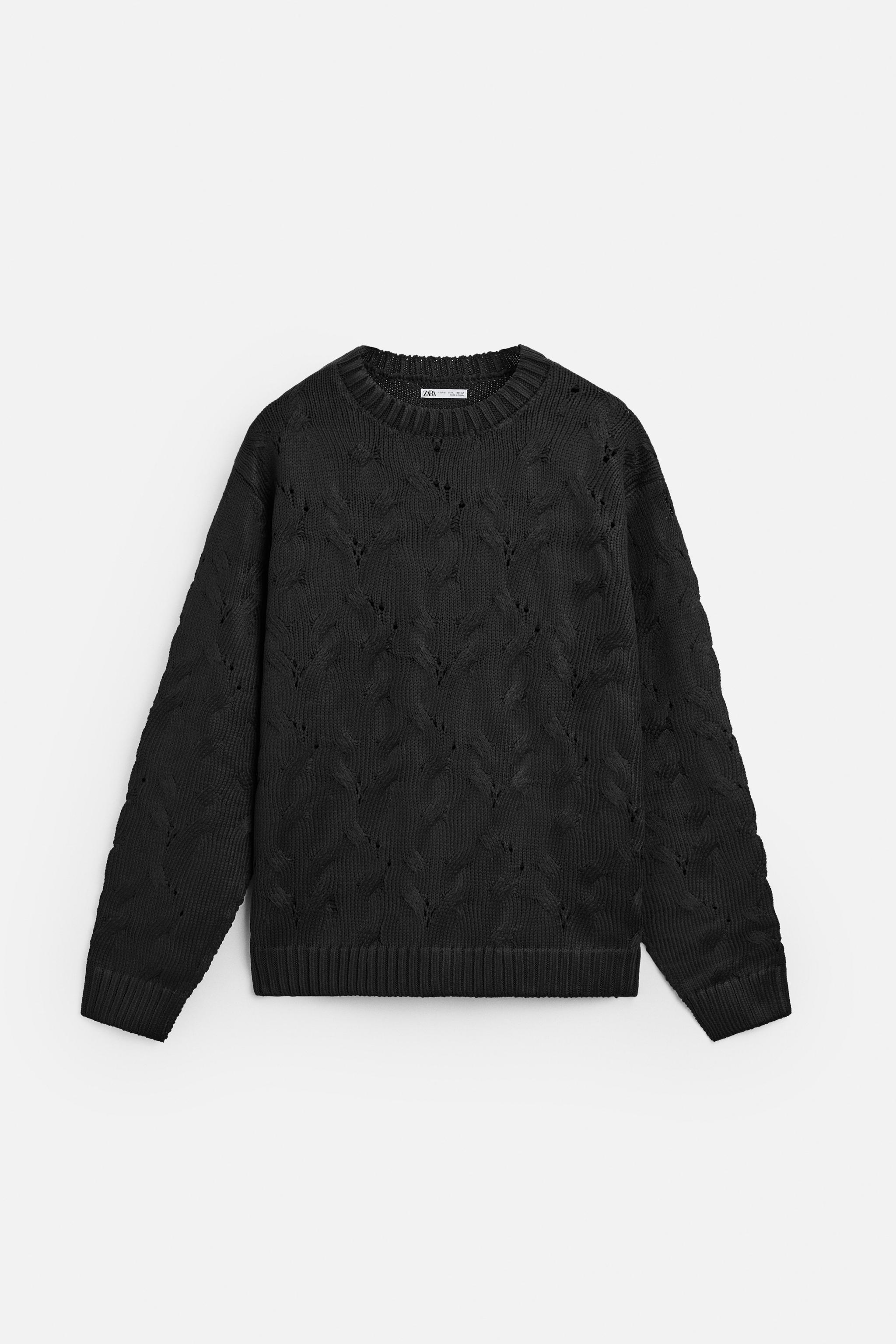 TEXTURED CABLE KNIT SWEATER Product Image