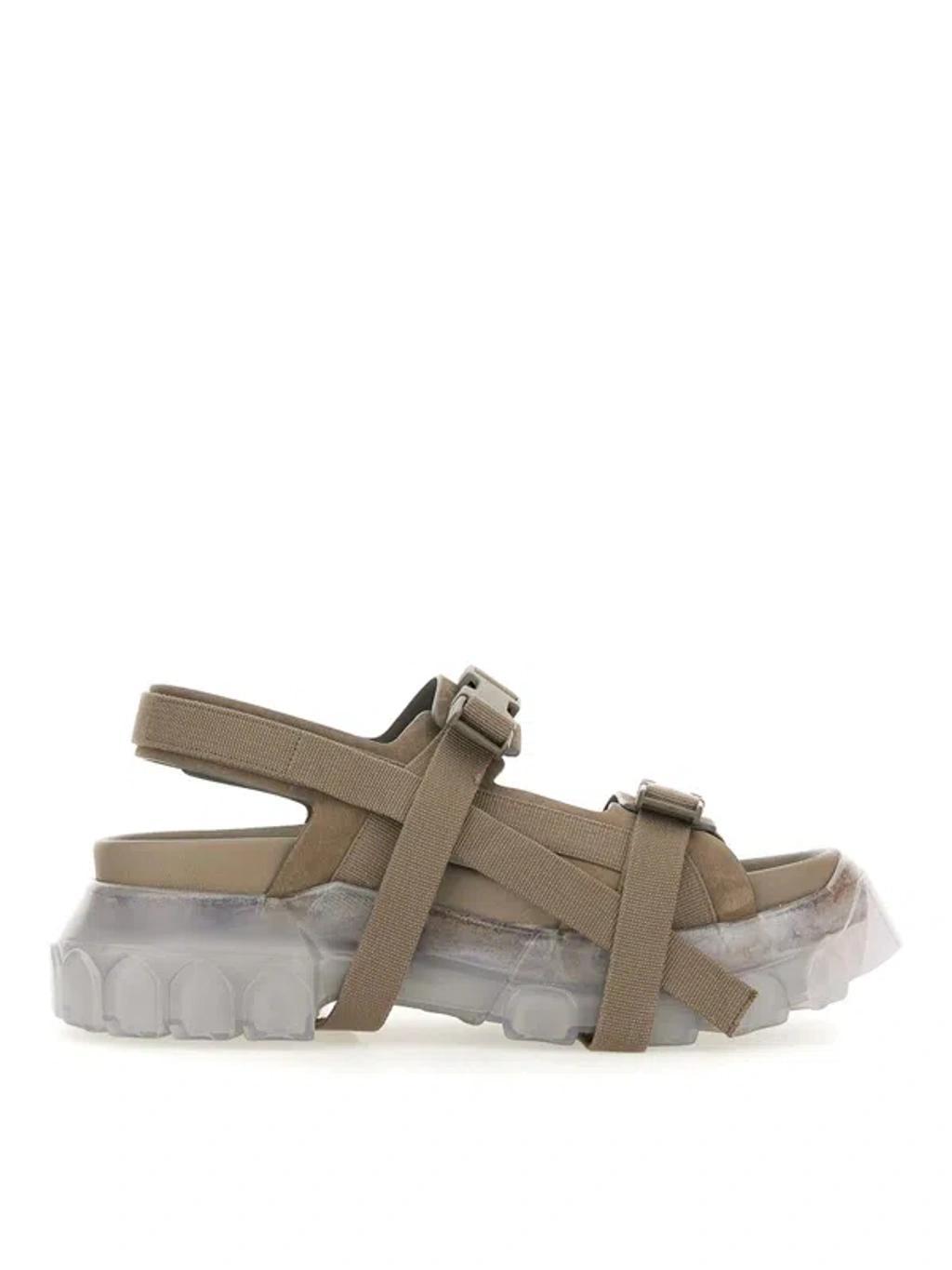 Buckle Detailed Sandals In Beige Product Image