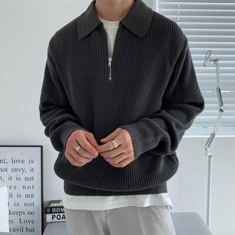 Collared Half Zip Sweater Product Image