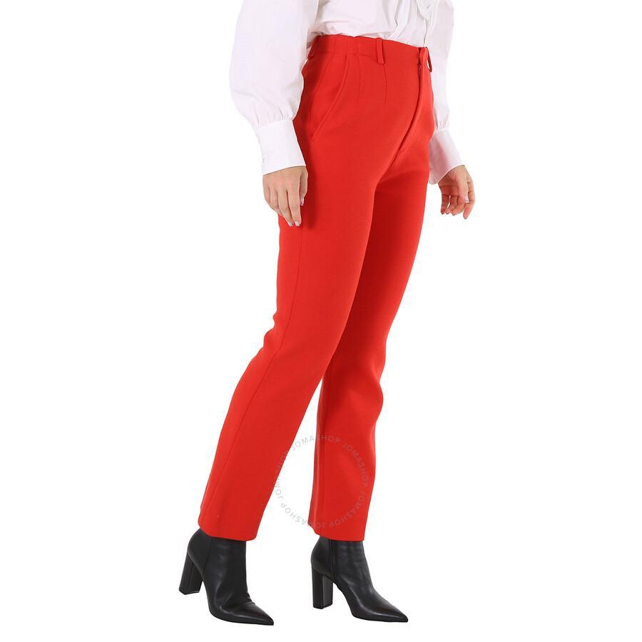 Ladies Red Tailored Straight-leg Trousers Product Image