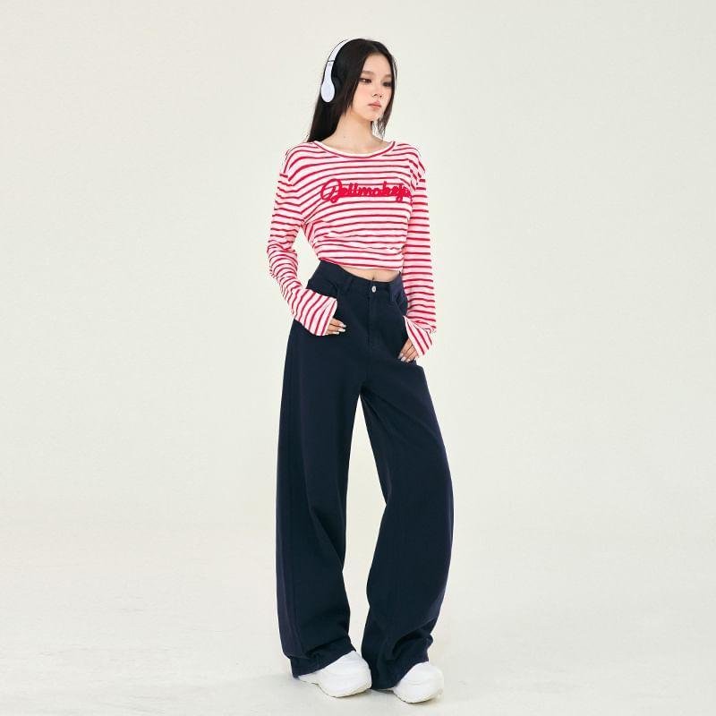 Mid Rise Washed Wide Leg Jeans (Various Designs) Product Image