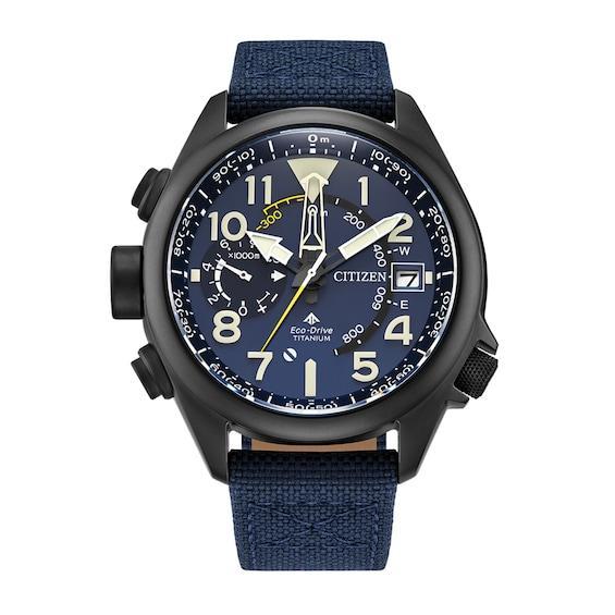 Men's Citizen Eco-DriveÂ® Promaster Dive Dark Blue Super Titaniumâ¢ Strap Watch with Blue Dial (Model: Bn4065-07L) Product Image