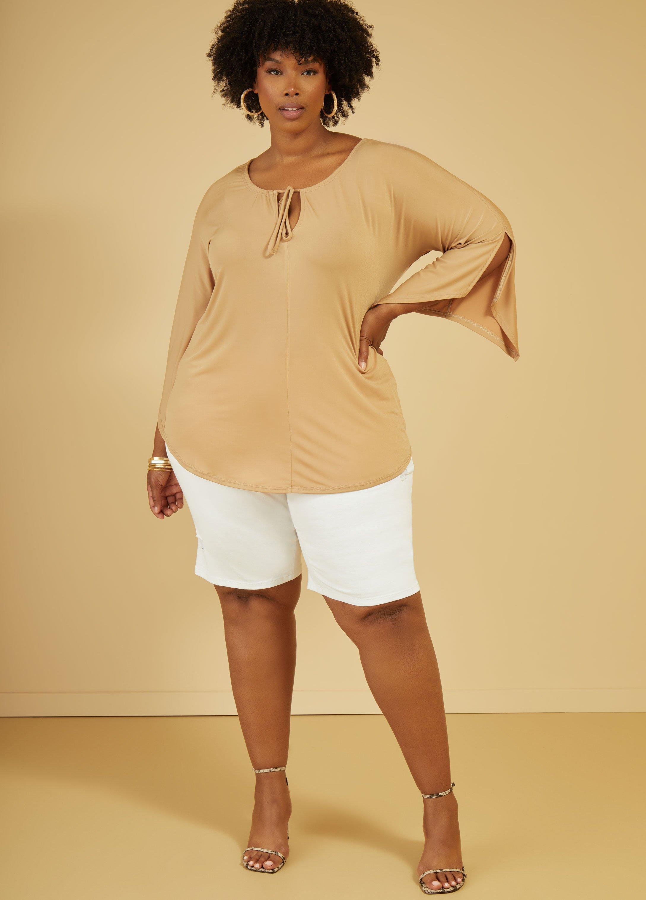 Plus Size Drawstring Cutout Tunic Ashley Stewart Product Image