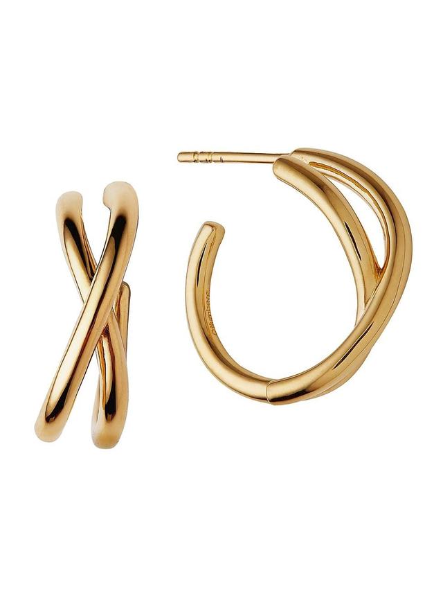 Womens 14K-Yellow-Gold Vermeil Woven Hoop Earrings Product Image