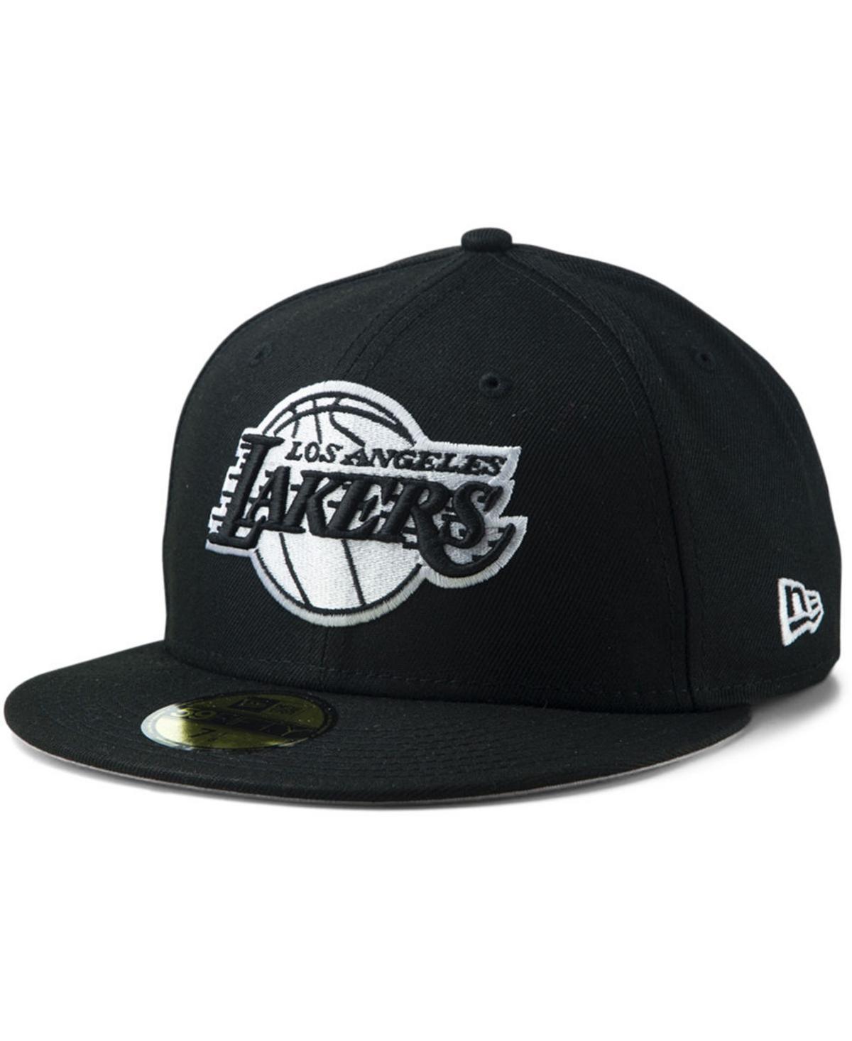 Mens New Era Black Los Angeles Lakers Black & White Logo 59FIFTY Fitted Hat Product Image