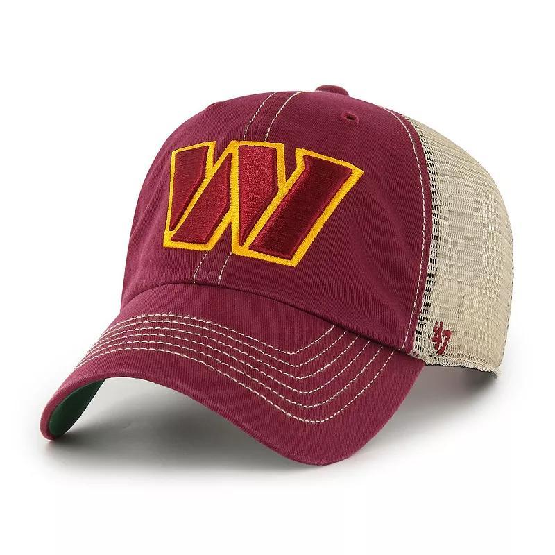 Mens 47 Burgundy/Natural Washington Commanders Trawler Clean Up Trucker Snapback Hat Product Image