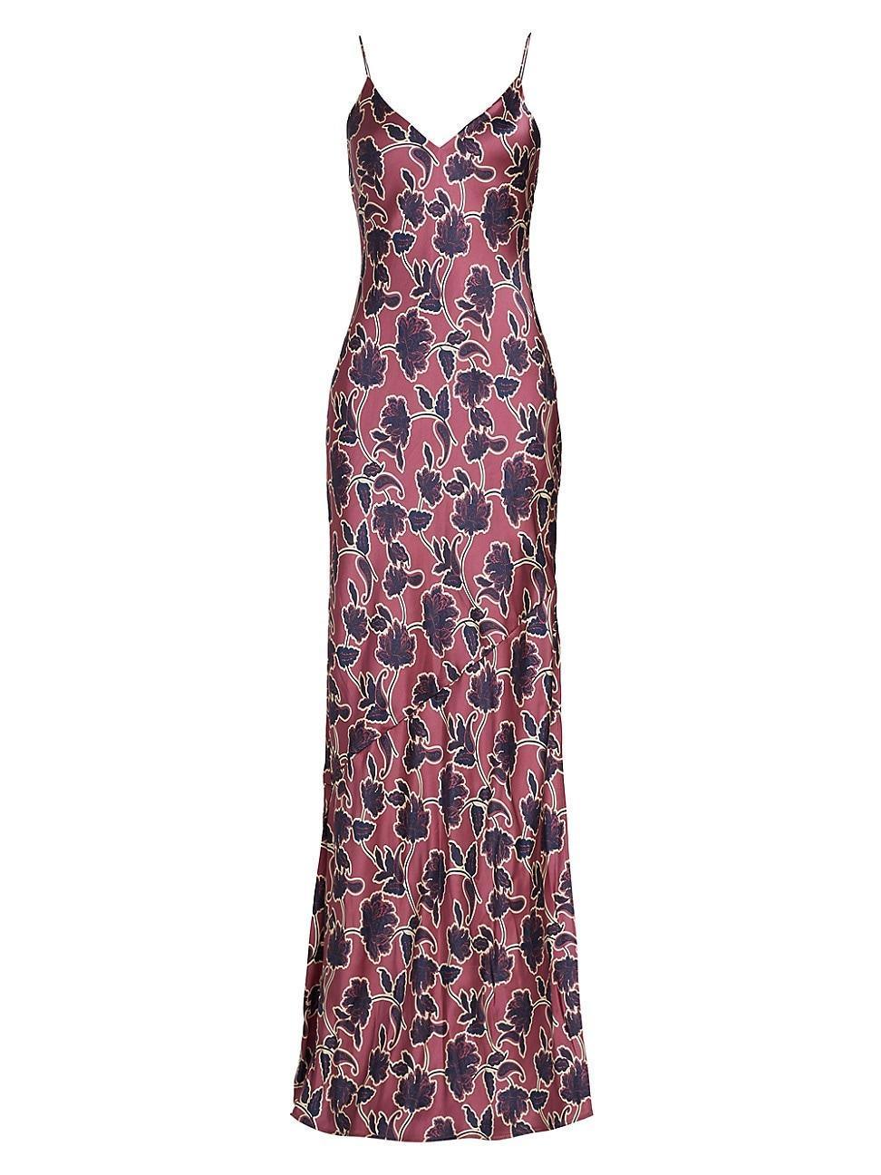 Raven Floral Silk Slip Gown Product Image