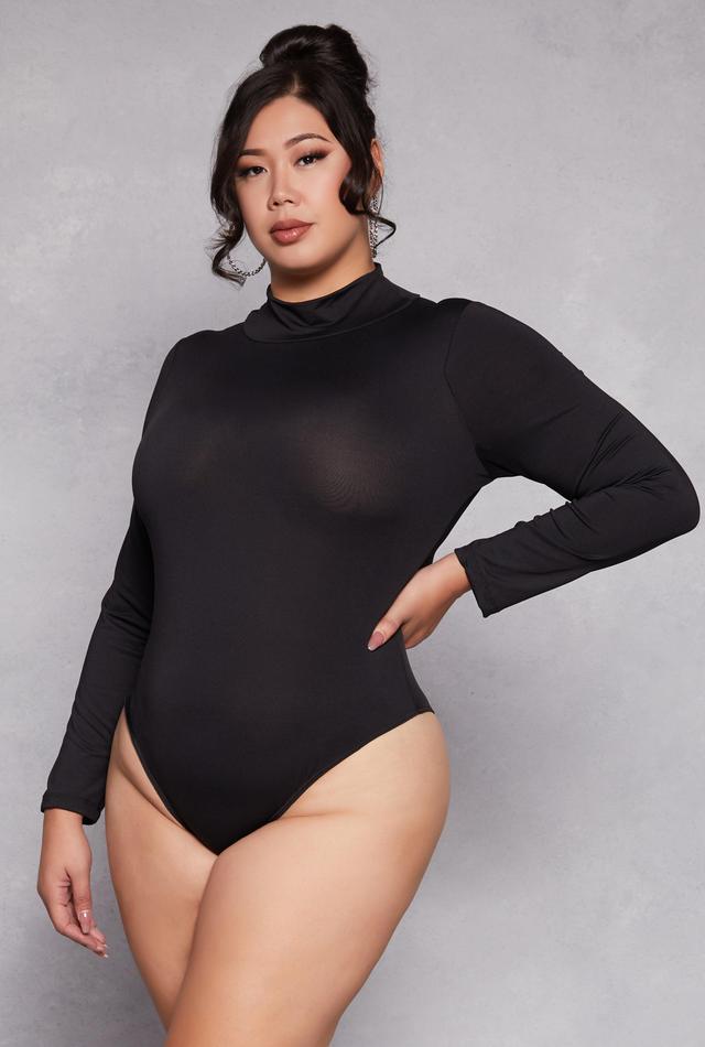 Womens Plus Size Mock Neck Long Sleeve Bodysuit Product Image