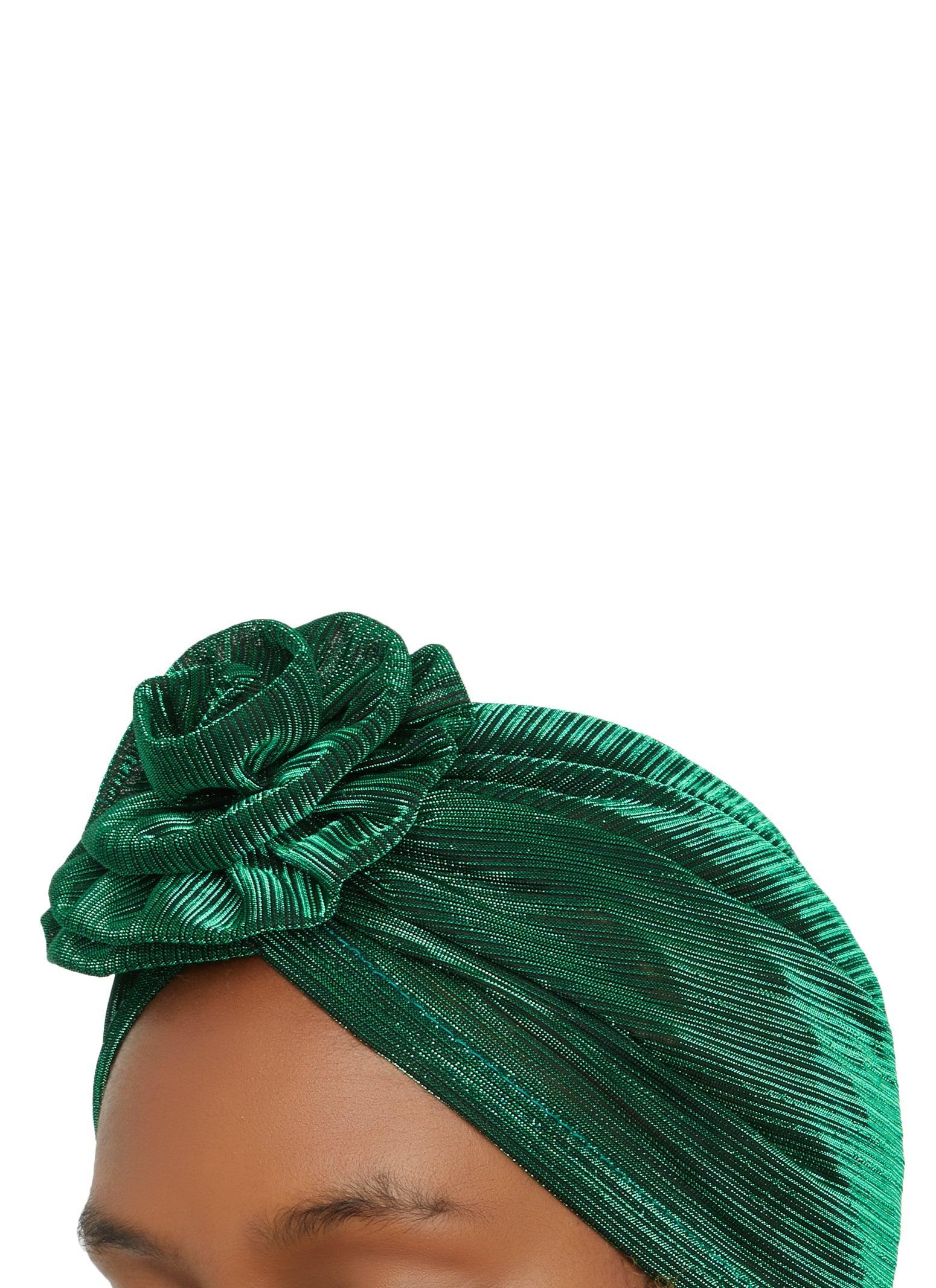 Lurex Flower Turban Head Wrap Female Product Image