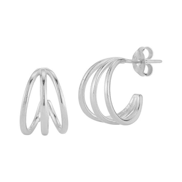 Sunkissed Sterling Sterling Silver Triple Ring Huggie Earrings, Womens Product Image