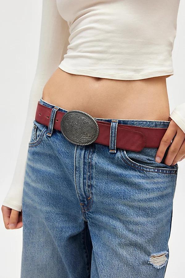 Pax Plate Buckle Leather Belt Womens at Urban Outfitters Product Image