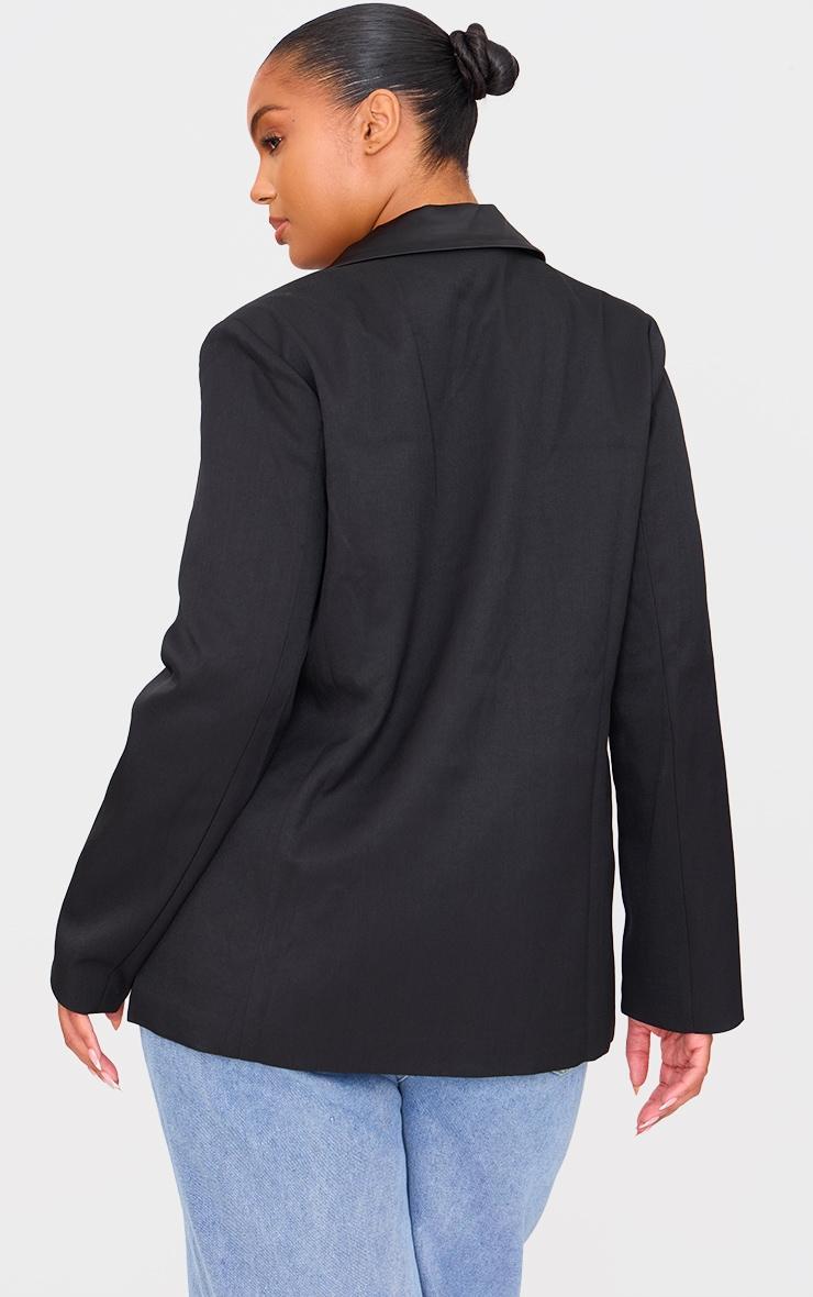 Plus Black Tuxedo Oversized Blazer Product Image