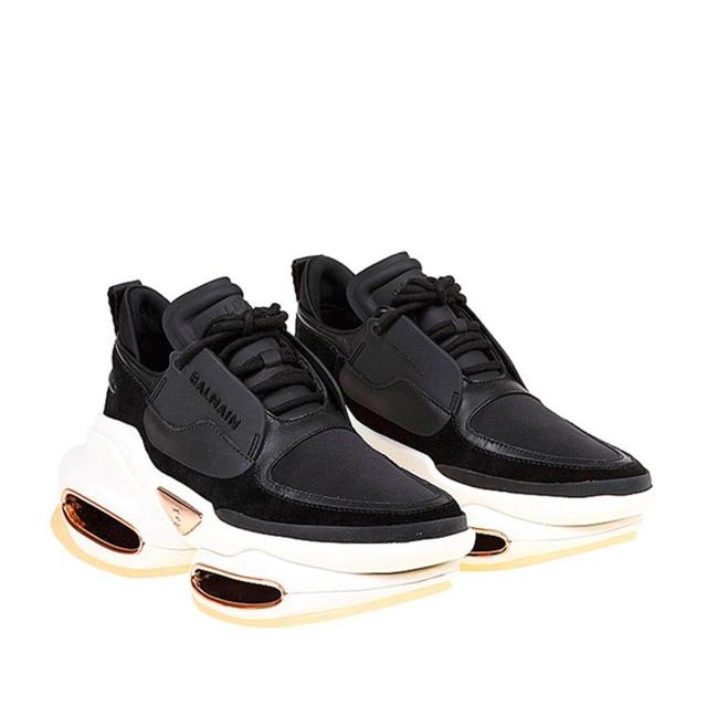 Leather And Fabric Sneakers In Black Product Image