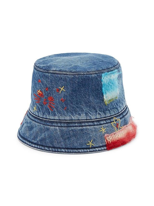 Mens Patchwork Denim Bucket Hat Product Image