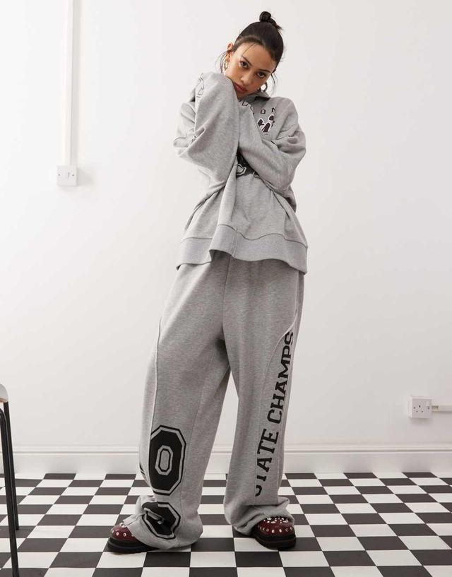 COLLUSION oversized zip through hoodie with applique in gray - part of a set Product Image