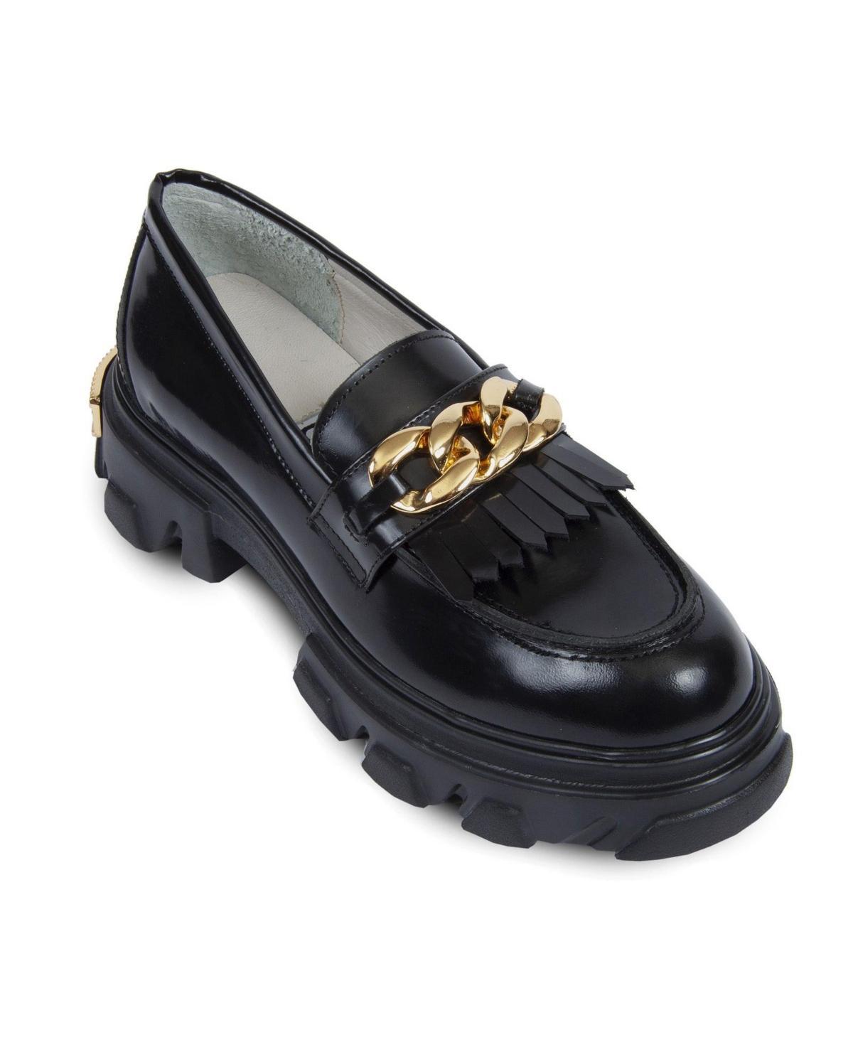 Gold Chain Leather Womens Loafer By Urbn Kicks Product Image