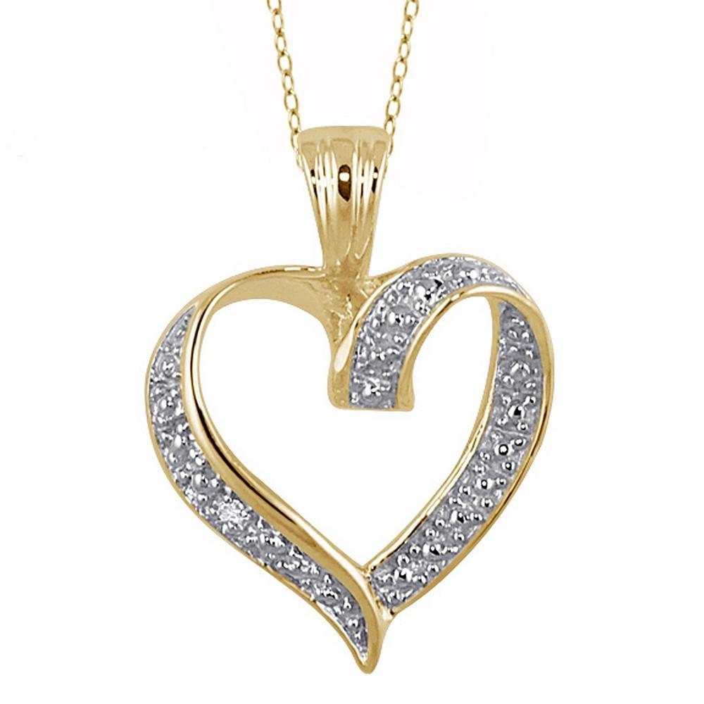 Womens Sterling Silver Round-Cut White Diamond Pave Set Heart Pendant 18) Product Image