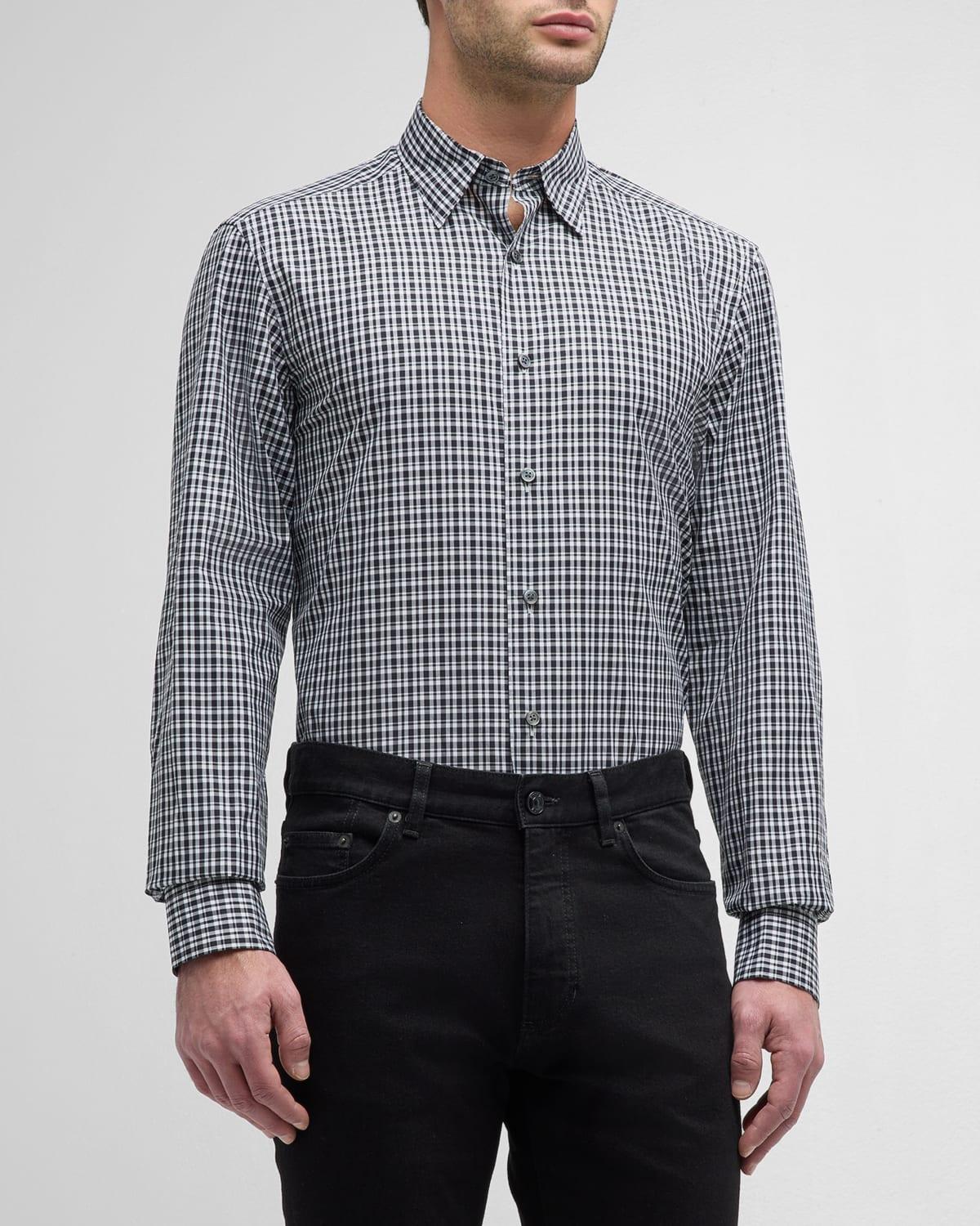 Mens Cotton Check Sport Shirt Product Image