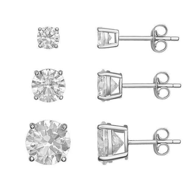 PRIMROSE Sterling Silver Cubic Zirconia Stud Earring Set, Womens Product Image