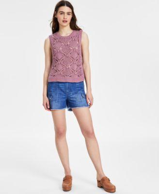 Lucky Brand Womens Diamond Crochet Cotton Sweater Vest Cotton Mid Rise Cargo Shorts Product Image