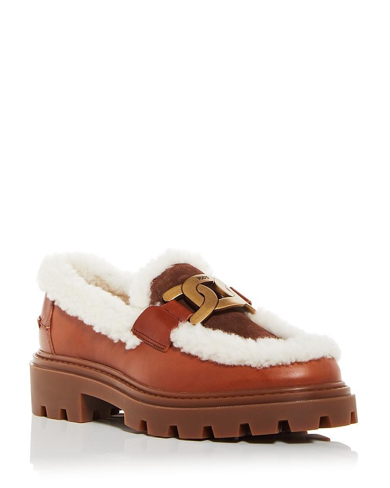 Tods Gomma Pes Genuine Shearling Trimmed Loafer Product Image