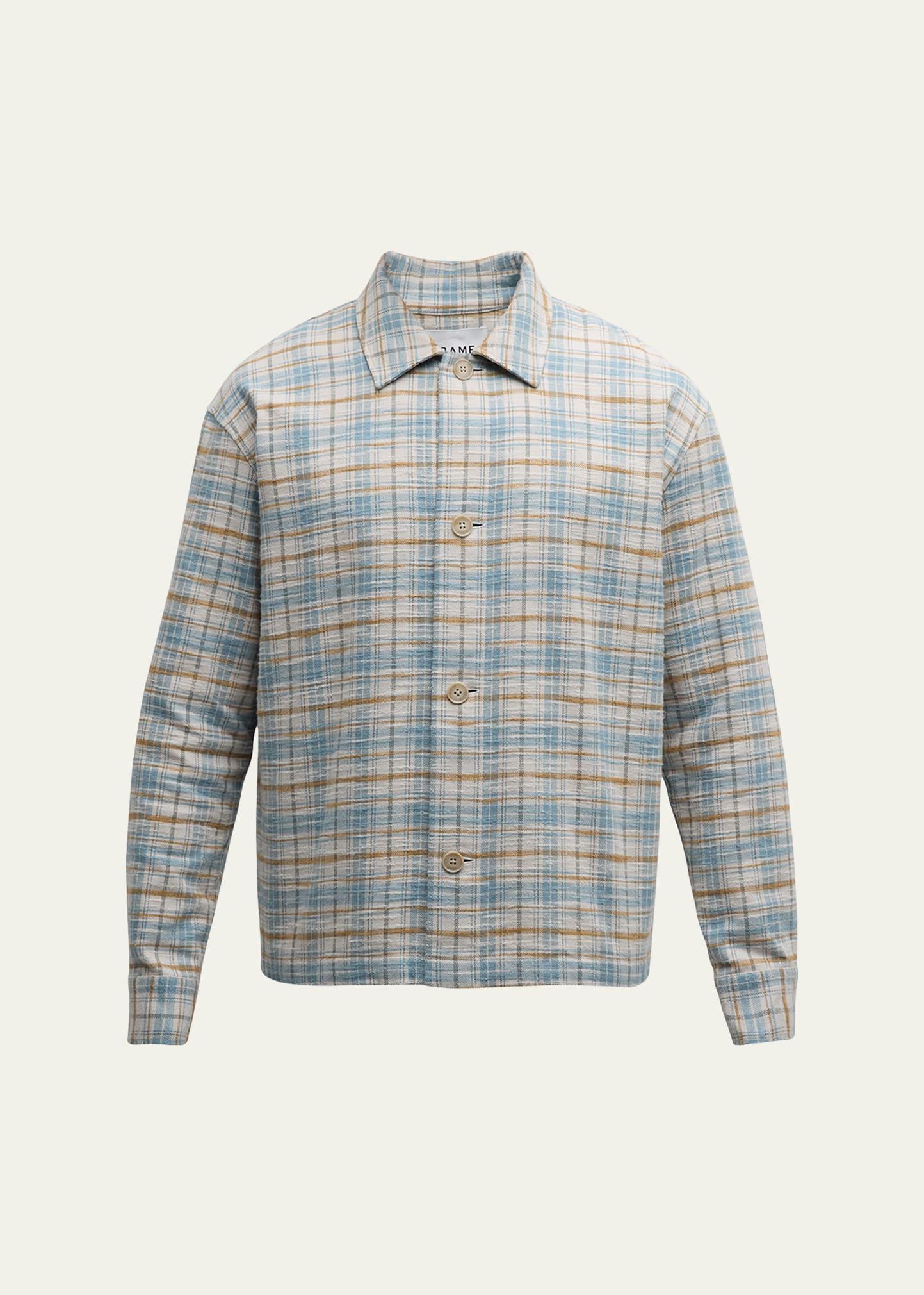 Mens Plaid Cotton Relaxed-Fit Shirt Product Image