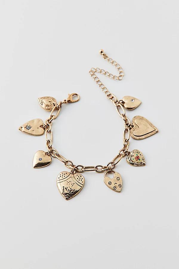 Kyla Heart Charm Bracelet Womens at Urban Outfitters Product Image