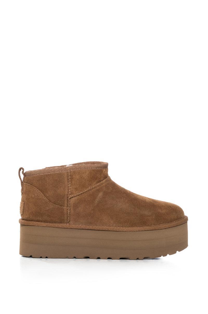 UGG CLASSIC ULTRA MINI PLATFORM BOOTIE IN CHESTNUT Product Image