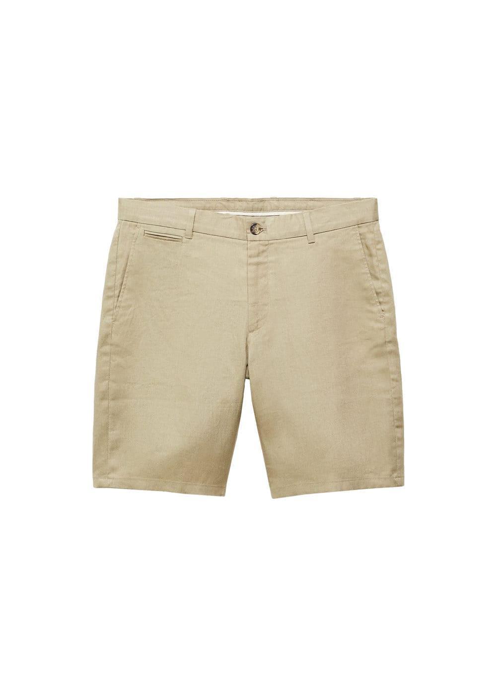 MANGO MAN - Slim fit 100% linen Bermuda shorts khakiMen Product Image