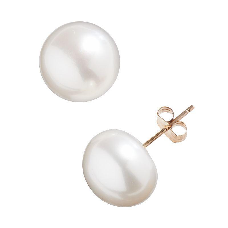 10k Gold Freshwater Cultured Pearl Stud Earrings, Womens, White Product Image