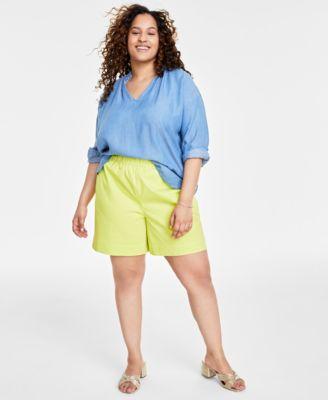 Trendy Plus Size Long-Sleeve Split-Neck Top, Created for Macy's Product Image