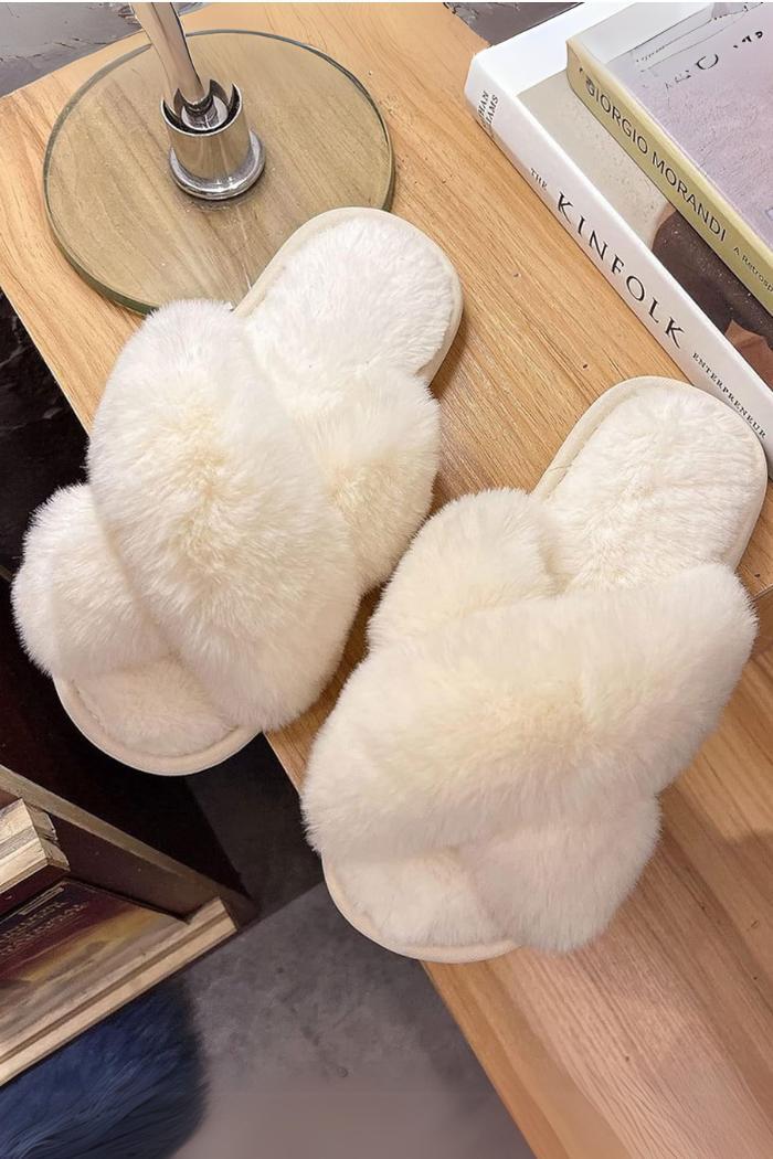 Women Luxury Fluffy Plush Slippers Wedding Shoes Bride Female Product Image