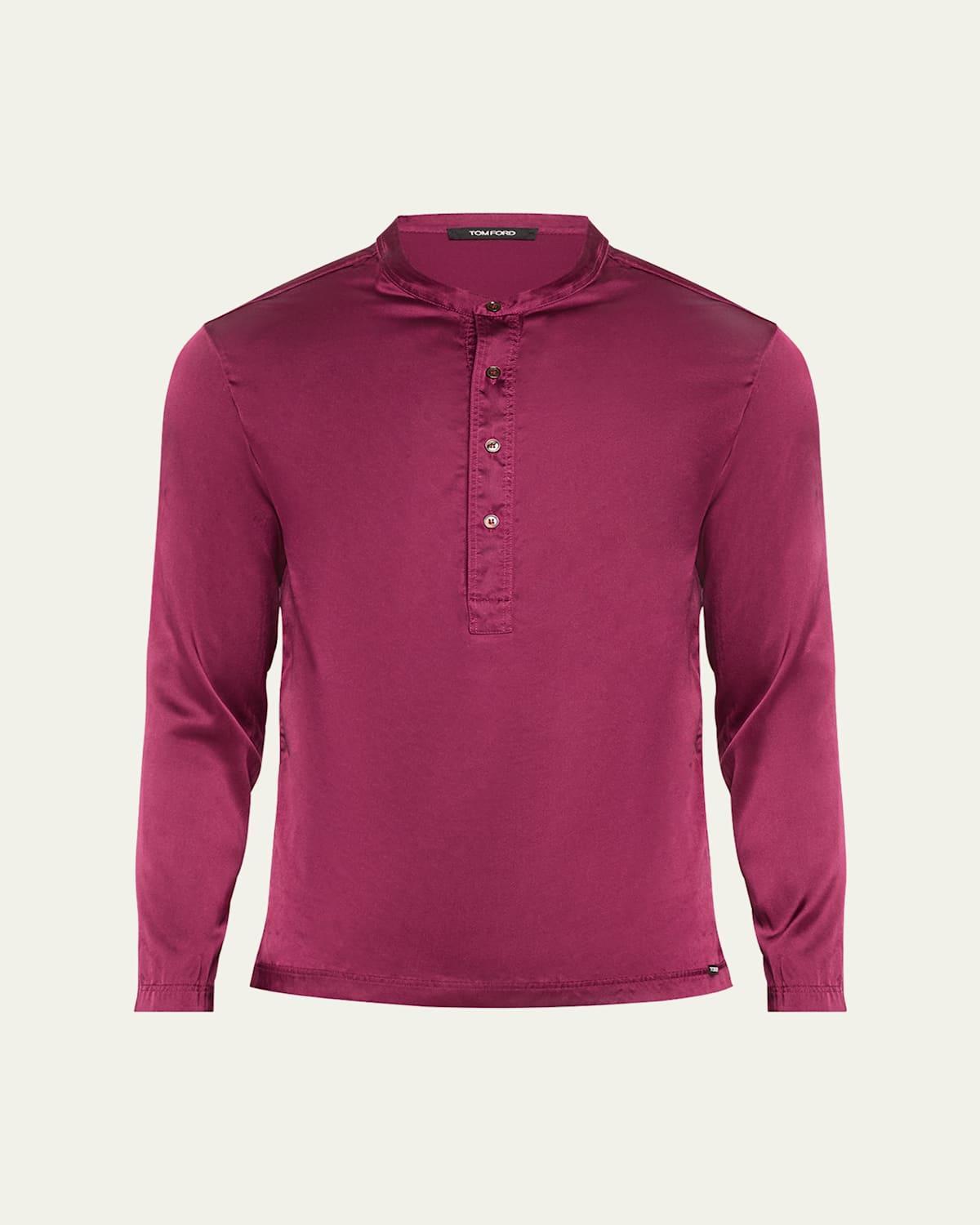 TOM FORD Henley Stretch Silk Pajama Shirt Product Image