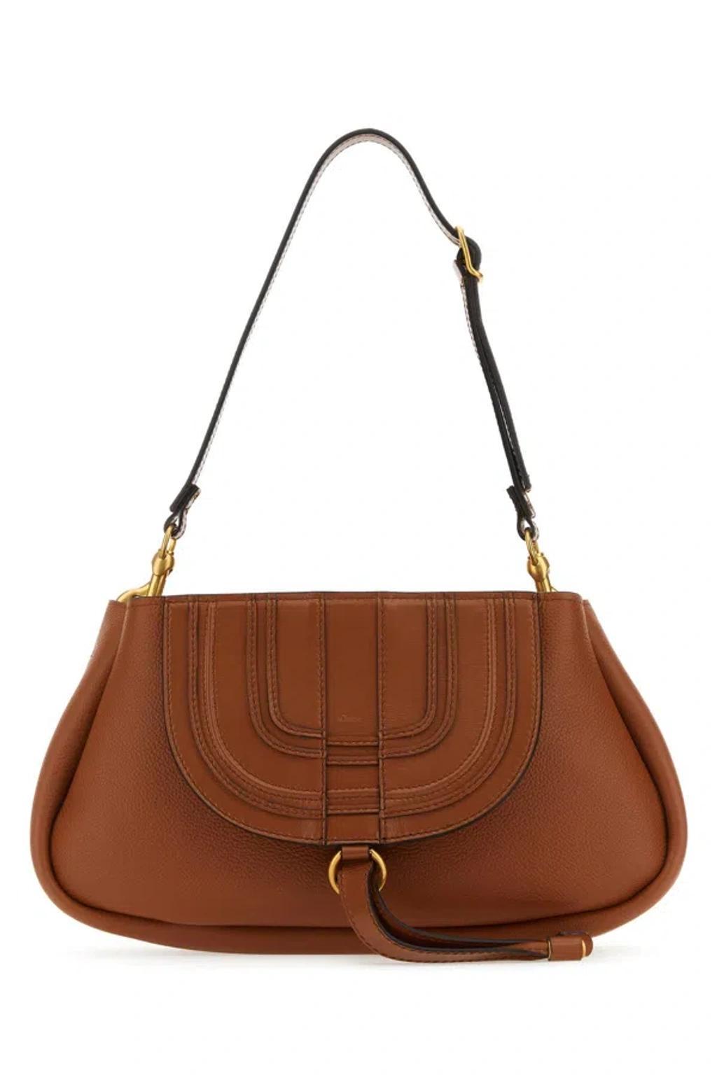 Chloe Woman Brown Leather Marcie Clutch Product Image