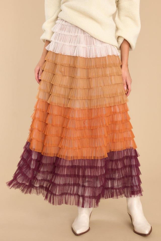 Aura Break Down Walls Dark Rust Maxi Skirt Brown Product Image