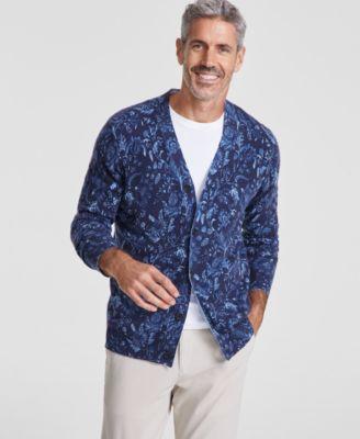 Club Room Mens Printed Cashmere V-Neck Cardigan Sweater, Created for Macys Product Image