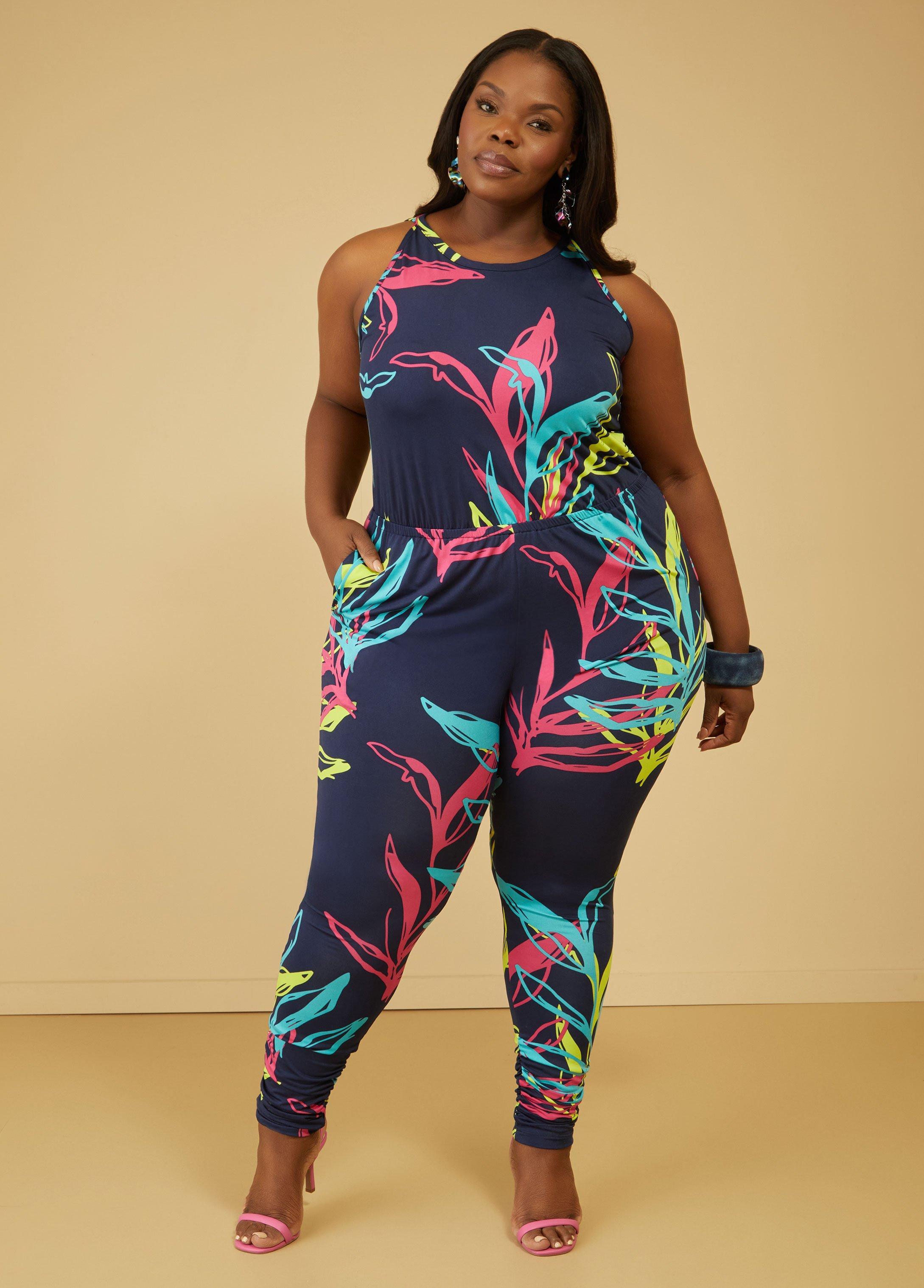 Printed Ruched Joggers Jumpsuit Product Image