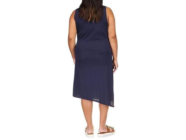 MICHAEL Michael Kors Plus Size Solid Crew Neck Drape Dress (Midnight Blue) Women's Dress Product Image