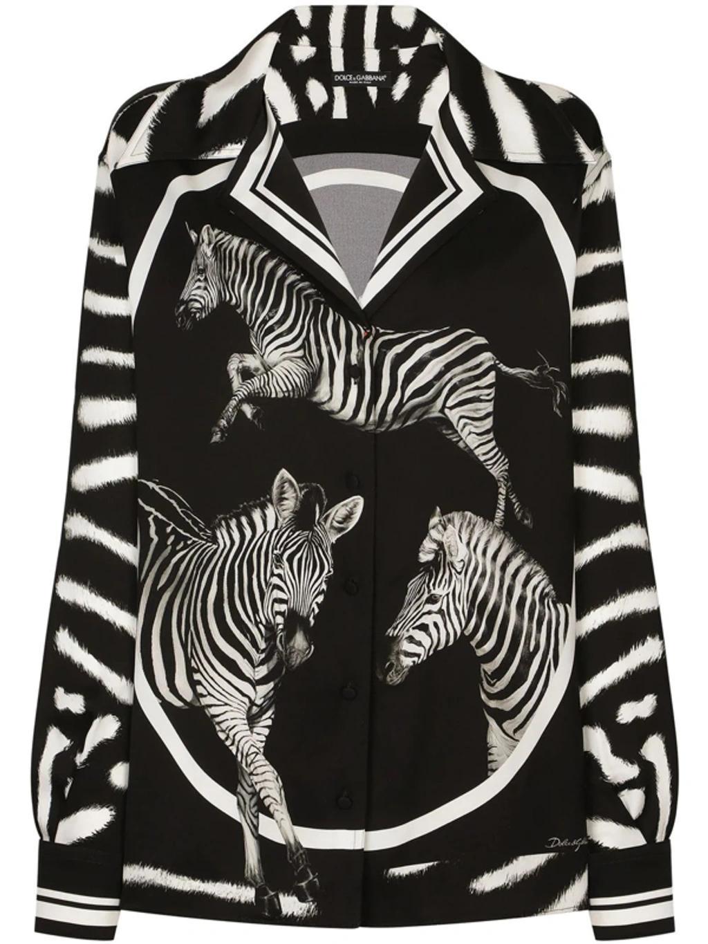 DOLCE & GABBANA Zebra Print Long-sleeved Shirt In Black,white Product Image