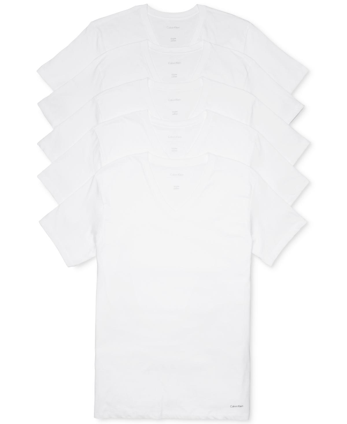 Calvin Klein Mens Cotton Classics 5-Pack V-Neck T-Shirt - White - S Product Image