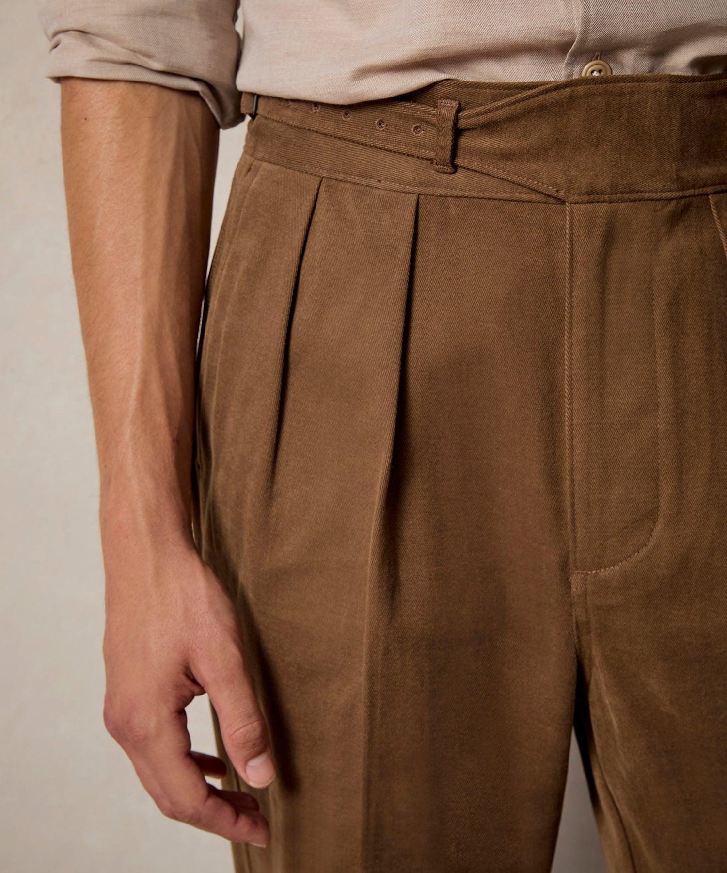 Italian Brushed Cotton Gurkha Trouser in Light Brown Product Image