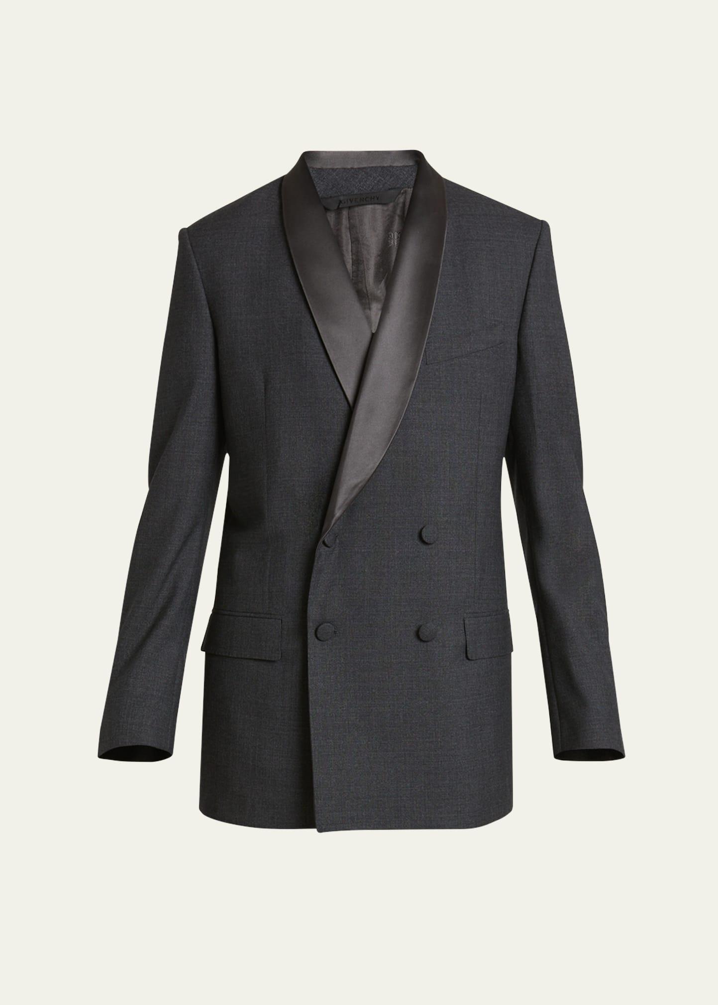 Mens Fresco Wool Asymmetric Shawl Collar Tuxedo Jacket Product Image