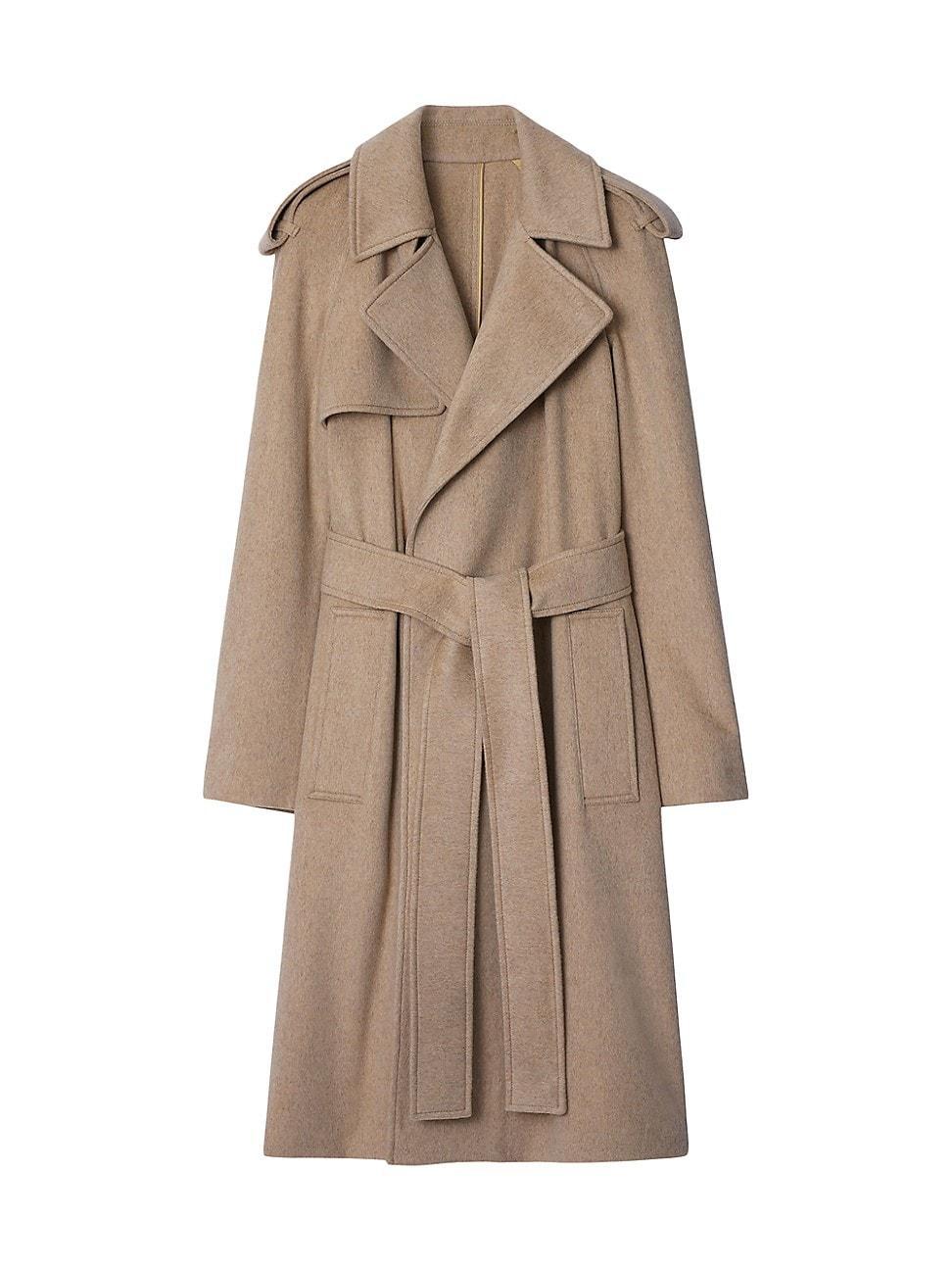 Womens Cashmere Tie-Waist Trench Coat Product Image