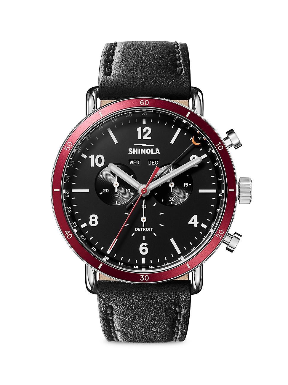 Mens The Canfield Automatic Chrono Calendar Leather-Strap Watch Product Image