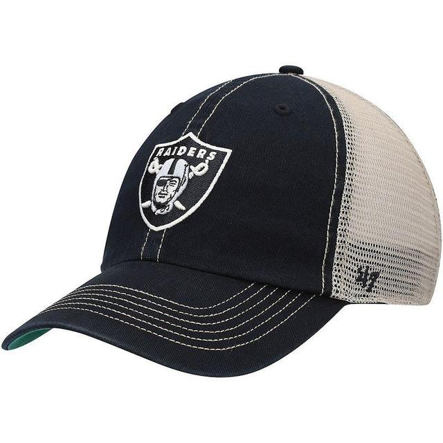 Mens 47 Black/Natural Las Vegas Raiders Team Trawler Trucker Clean Up Snapback Hat Product Image