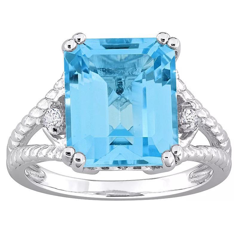 Stella Grace Sterling Silver Sky Blue Topaz & White Topaz Cocktail Ring, Womens Product Image