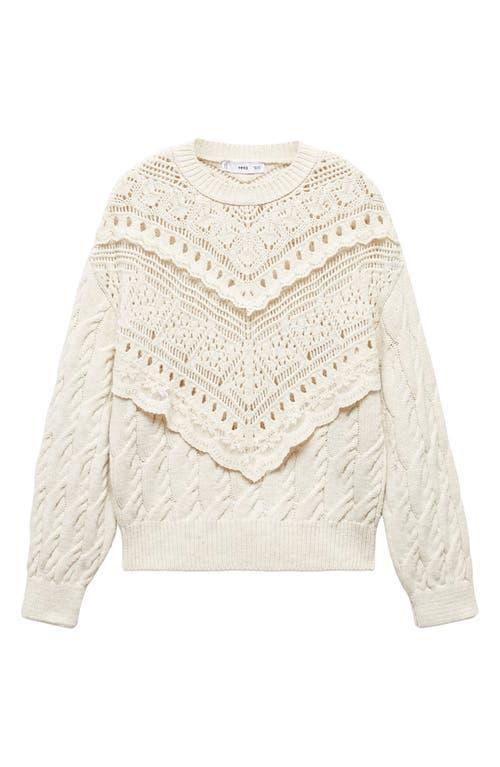 MANGO - Knit embroidered sweater ecruWomen Product Image